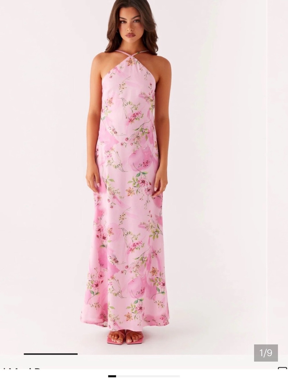 Peppermayo Pink Floral Cross-Strap Maxi Dress